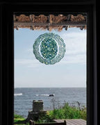 Dark Green Flower Wind Spinner for Garden Yard 12In, Spring Blue Yellow Floral Country 3D Stainless Steel Kinetic Hanging Wind Spinners Rustproof Outdoor Decor for Lawn Patio Home - Image 7