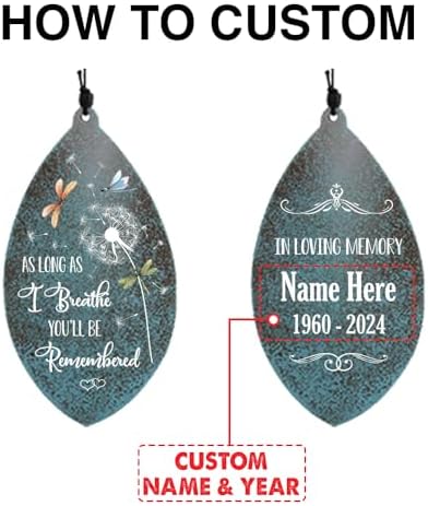 Sympathy Wind Chimes, Personalized Memorial Wind Chimes for Loss of Loved Ones, in Loving Memory of Dad/Mom, Dandelion Memorial Gifts for Funeral 36inch - Image 3