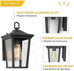 LALUZ Exterior Light Fixtures Farmhouse Wall Mount Lantern Outdoor Sconce with Clear Glass, for Entryway, Yards, Front Porch, Black (11.8") - Image 5
