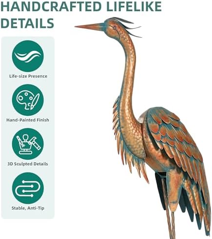 45.3" Heron Statues Outdoor,Extra-Large Metal Yard Art Set of 2 - Image 5