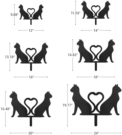 Dual Cat with Heart-Shaped Tails Metal Decorative Garden Stakes Cat Gifts for Cat Lovers Statues for Yard Art, Outside, Patio, Outdoor Decor, Garden Decorations, Lawn Ornaments - 24" Black - Image 6