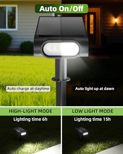 RGB Christmas Solar Spot Lights Outdoor, 12 RGB Color Modes Landscape Light Waterproof IP67 with Remote Control, 2-in-1 Color Changing RGB/Cool/Warm White for Yard Garden Garden (6 Pack) - Image 6
