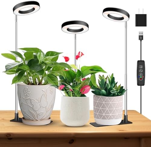 Kullsinss 3.5in Halo Plant Lights for Indoor Growing, 48 LEDs Full Spectrum by HOME