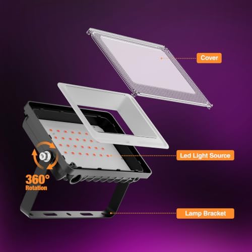 Onforu Purple Halloween Lights, 30W Dusk to Dawn Floodlight 2 Pack LED Flood Light Outdoor Decoration, Auto ON/Off Plug in Spot Light, IP65 Waterproof Uplighting Uplights for Party Garden - Image 6