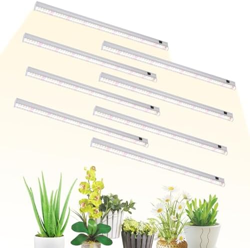 T5 Grow Lights, 2FT 120W (8×15W, 1000W Equivalent), Full Spectrum Grow Lights for Indoor Plants, 4000K, Plug and Play, Easy to Install, for Greenhouse & Plant Shelves (8 Pack) by DingChen