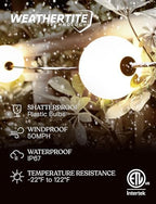 Brightech Orb Outdoor Indoor String Lights - Connectable Set of 2 Frosted Lantern LED String with Weatherproof Globe Lights - Commercial Grade Light Strand for Patio, Porch - 60 Ft, 20 Bulbs Total - Image 6