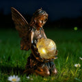 Suyorpe Garden Statues Outdoor Flower Fairy Decor,Solar Powered Outdoor Resin Statues-Patio Lawn Yard Porch, Funny Fairies Ornaments Figurines for Outside Garden Gifts,8.31 Inches Tall by Suyorpe