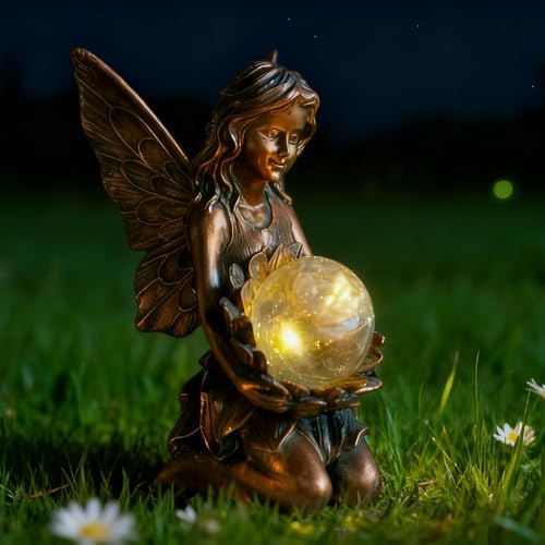 Suyorpe Garden Statues Outdoor Flower Fairy Decor,Solar Powered Outdoor Resin Statues-Patio Lawn Yard Porch, Funny Fairies Ornaments Figurines for Outside Garden Gifts,8.31 Inches Tall by Suyorpe
