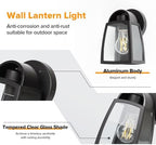 LUTEC Outdoor Wall Light Fixtures, Exterior Waterproof Wall Lantern with Clear Glass Shade, Aluminum Modern Matte Black Porch Sconce Outdoor Lighting for Garage Entryway Yard - Image 2