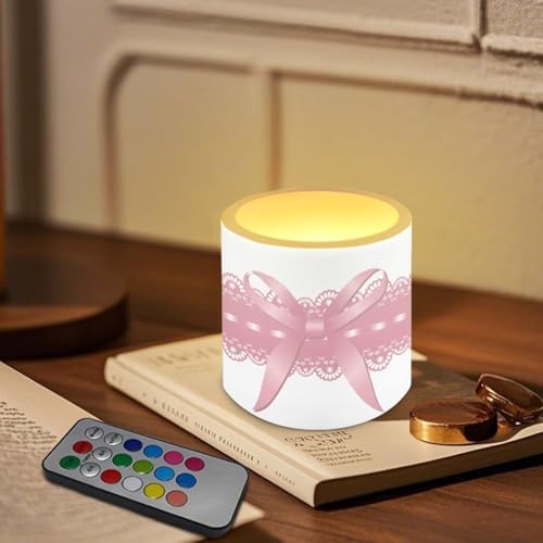 Pink Ribbons Battery Operated Flameless Candles with Remote and Timer Flameless LED Pillar Candles for Banquet Weddings Home Decorations 4 Pack Tea Lights Bulk - Image 2