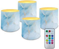 Set of 4 Blue Marble Flameless Candles with Timer Battery Operated Candles with Remote LED Pillar Tea Lights for Indoor Outdoor Patio Porch Wedding Home Decorations by Merkmak