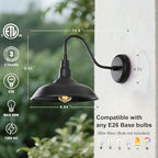 Black Gooseneck Barn Light for Farmhouse 10 Inch Dome Exterior Lights Fixture with Wall Mount, Outdoor Wall Sconce for Garage Porch Patio - Image 4