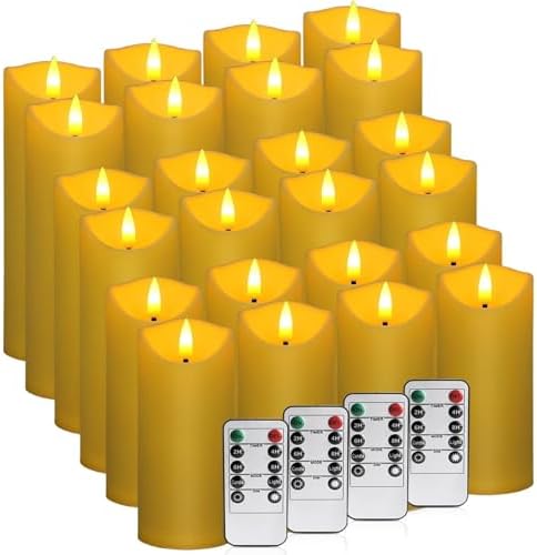 24 Pack Flameless LED Pillar Candles with Remote - Battery Operated Ivory Candles, Waterproof, 3 Sizes for Wedding Centerpieces, Christmas Decor, Home Party, Tabletop Lighting - Image 3
