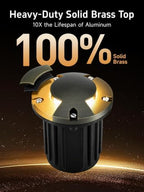 Gardenreet Brass Well Light, 12V Low Voltage, 2-Way Turret Top, 6 Pack - Image 3
