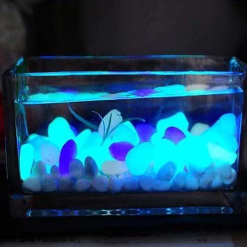 Colorful Glow-in-the-Dark Garden Stones, 500Pcs Solar Glow in the Dark Pebbles, Piedras Luminosas para Jardin,Outdoor Luminous Stones for Garden Path Walkway Yard Fish Tank Plant Pots (Dark Blue) - Image 5