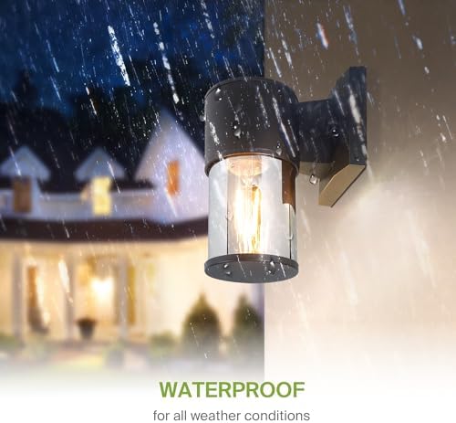 ASD Smoky Glass Outdoor Wall Lights - 60W 120V E26 Base ETL Exterior Lighting Fixtures, LED/CFL/Incandescent Bulb Outdoor Lights for House, Waterproof Patio Wall Sconces & Porch Décor - Image 7