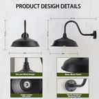 Outdoor Barn Lights with Dusk to Dawn Sensor for Porch, 16in Exterior Light Fixture with Wall Mount, Black Industrial Outdoor Wall Sconces Outside for Barn, Garage, Patio, 2 Pack - Image 2
