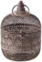 Moroccan Style Metal Mesh Candle Holder with Ring Handle by Unknown