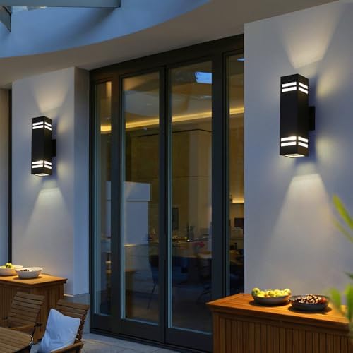 Cerdeco 15" Black Modern Outdoor Wall Light with 3-Sided Frosted Glasses - Image 6
