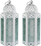Vela Lanterns Decorative Indoor Moroccan Candle Holder, White, M, 2-Pack by VelaCandleLanterns
