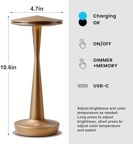 LED Cordless Table Lamp Rechargeable,Battery Powered Outdoor Lights - Image 5