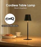 UME 3 Pack Cordless Table Lamp, Battery Operated Lamp - Portable Waterproof Rechargeable Table Lamp w/ 3 Color Temps & Stepless Dimming for Dinner, Desk, Cafe, Outdoor (Black) - Image 2