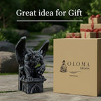 OLOMA Gothic Gargoyle Concrete Garden Statue Mythic Creature Sculpture Outdoor Yard Decor Handmade Guardian Figurine Patio Lawn Ornament Fantasy Architectural Accent Halloween Decor - Image 6