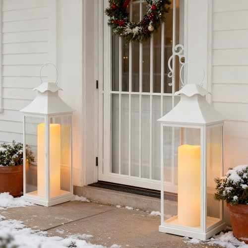 4" x 14" Large Waterproof Outdoor Flameless Candles Battery Operated LED Pillar Candles for Indoor Outdoor Lanterns, Off White, Long Lasting, Set of 2 - Image 6