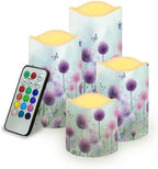Dandelion LED Flameless Candles Realistic Dancing Flame with Remote Control Waterproof Outdoor Pillar Lights (4 Pack) Battery Operated Candles for Patio Poolside Garden Path by YUVAMAGIMO