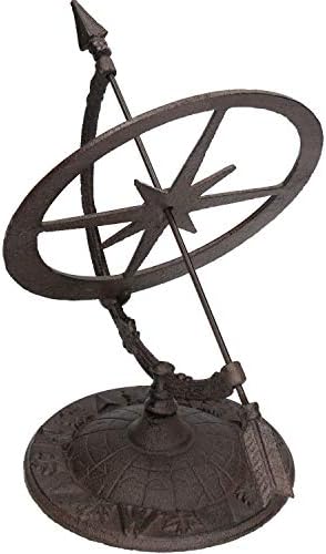 AB Tools Armillary Sundial Ornament Cast Iron Garden Feature Statue Clock Metal Compass - Image 3
