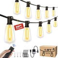 Outdoor String Lights 50FT with 32 Bulbs 1.5FT Spacing, 120W Dimmer, Remote by Porbench