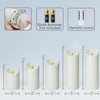 Homemory Outdoor Waterproof Flameless Candles, LED Candles, Battery Operated Candles with Remote and Timers, Electric Fake Plastic Pillar Candles, Ivory White, D3 H4 5" 6" 8" 8", Set of 5 - Image 6