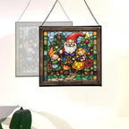 Gnome with Seasonal Celebration Stained Glass Suncatcher – Square Hanging Window Panel for Home, Garden, Nursery, Halloween, Christmas, Memorial Day – Whimsical Glass Art Gift for Gnome Lovers sfibxo - Image 4