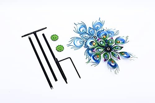 Peacock Wind Spinner, 48Inch Double Wind Sculpture, Wind Sculptures & Spinners Outdoor Metal Stake Yard Spinners, Garden Wind Catcher Wind Mills, Lawn&Garden… - Image 2