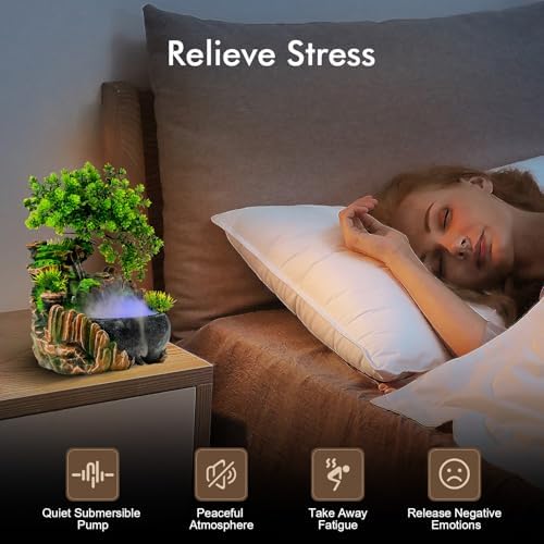 Gdrasuya10 Atomizing Rockery Water Fountain Desktop Chinese Fengshui LED Lamp Waterfall Water Sound Indoor Office Home - Image 5