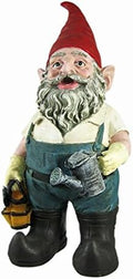 Gardener Gnome Holding a Watering Can and Garden Tool Bag Home & Garden Gnome Statue 21" H by Unknown