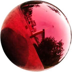 Xmas Stainless Steel Reflective Gazing Ball, Red 20cm Mirror Garden Globe by HOLIDYOYO