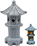 Pagoda Statue Pagoda Garden Statue, Resin Solar Japanese Lantern, Decorative Zen Garden Landscape for Yard Patio Lawn, Style4 by Unknown