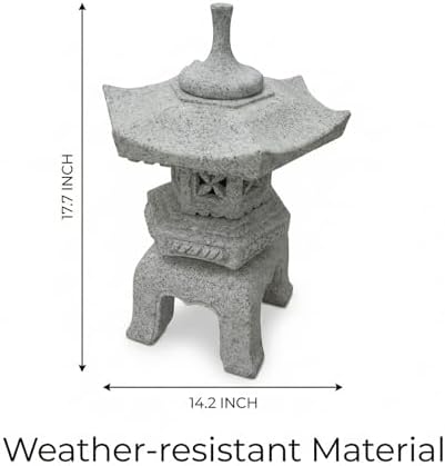 Japanese Granite Stone Lantern Pagoda Garden Statue, 17.7 Inch, 5-Piece - Image 4