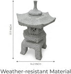 Japanese Granite Stone Lantern Pagoda Garden Statue, 17.7 Inch, 5-Piece - Image 4