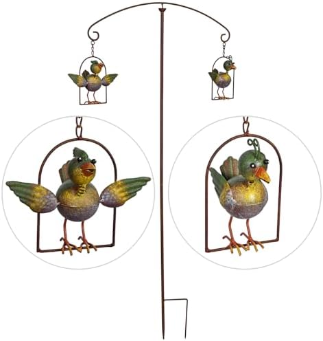Metal Birds Seesaw Balancer Garden Deorative Stakes 45", Iron Yard Balanceing Stake Art, Animal Scarecrow Sway Up and Down in Wind, Gifts to Bird Lovers as Grassland Lawn Farmland Decor by DEMAGNNIE