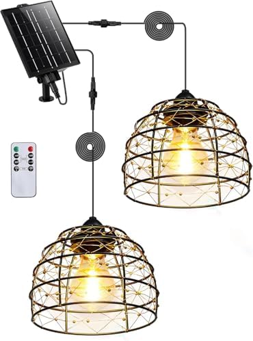 Solar Pendant Light Indoor Outdoor 4/6/8H Timer Set of 2 Remote by LivingGreenLivingFabStyl