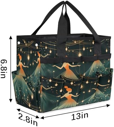 Ballet Dancing Garden Tool Bag Organizer Heavy Duty Ballet Dance Theme Gardening Tote Bag with 10 Pockets for Women Men Gardening Gifts - Image 3