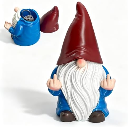 Garden Gnome Key Hider for Spare Key, Yard Decor, 7.8×4.7in (Red/Blue) by Unknown