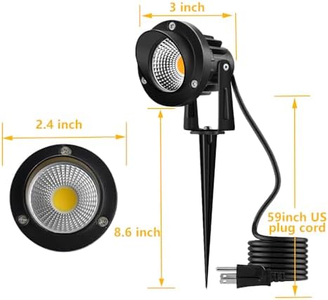 Romwish 10W Landscape Lighting, 120V Plug-in Outdoor Spotlights, 6 Pack - Image 5