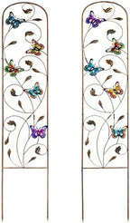 SUNNYPARK Set of 2 Butterfly Metal Garden Trellis for Climbing Plants, Decorative Vegetables Flowers Vine Trellis for Outdoor Patio 60'' H x 11'' W by SUNNYPARK