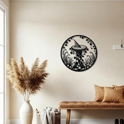 Sundial Garden Ivy Metal Wall Art, Metal Signs, Metal Outdoor Decor, WallArt Decor, Vintage Rustic Style, Elegant Exquisite Wall Decoration, for Living Room, Office, Apartment, College. (Black,20Inch) - Image 6