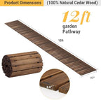 12FT Wooden Garden Pathway Walkway Outdoor Roll Out Decorative Garden Non-Slip Patio Path Decorative Boardwalk Outdoor Road Floor for Backyard Beach Wedding Party (Carbonized, Straight) - Image 3