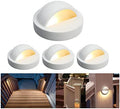 RNEHON 4-Pack 2W Low Voltage LED Deck Lights, Φ3.94inch Landscape Step Railing Fence Light, Die-cast Aluminum, IP 65 Waterproof Outdoor Stair Light Warm White for Stair,Walkway,Deck, Step,Yard (White) by MRNEHON