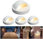 RNEHON 4-Pack 2W Low Voltage LED Deck Lights, Φ3.94inch Landscape Step Railing Fence Light, Die-cast Aluminum, IP 65 Waterproof Outdoor Stair Light Warm White for Stair,Walkway,Deck, Step,Yard (White) by MRNEHON
